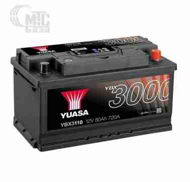 Аккумуляторы Аккумулятор  Yuasa SMF Battery   [YBX3110] 6СТ-80 Ач R EN720 А 315x175x175 мм